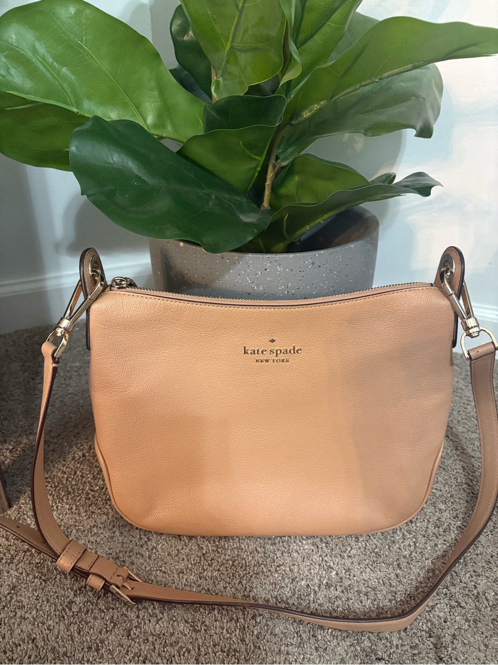 kate spade Pebbled Leather Crossbody Bag in Tan